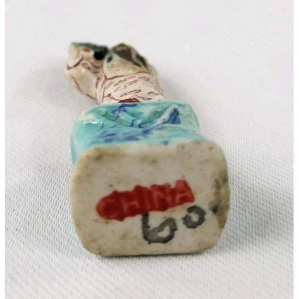 Vintage Asian Chinese Bisque Porcelain Figurine Ancient Man Mud Emperor - Picture 4 of 14